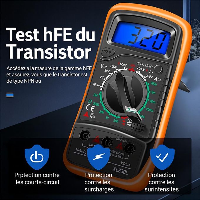 Mythco Multimètre Numérique Avec Voltmètre Pour Tester La Tension Des Batteries