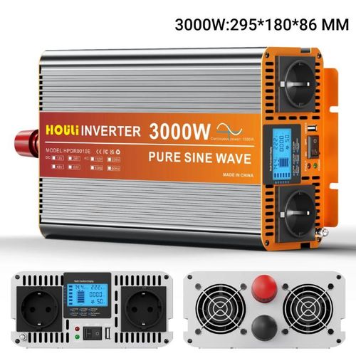 Nouveau Convertisseur de tension 12V à 230V Sinus Pure 3000W avec écran indicateur