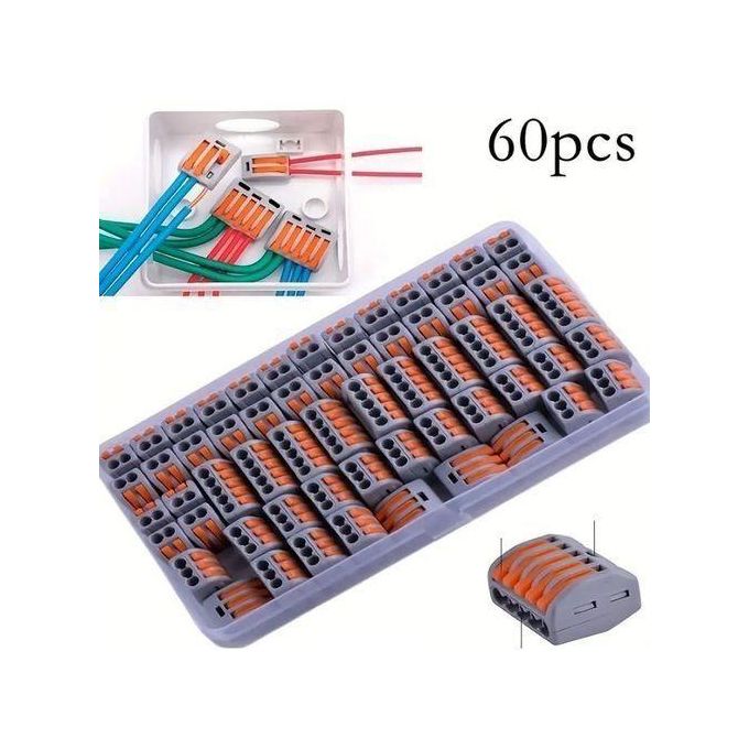60 Pcs PCT Wiring Connectors for Soft and Hard Line, Quick Connection Box