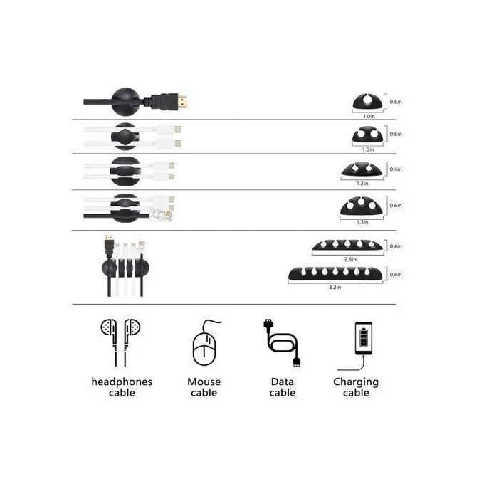 Kit Gestion Câbles 110 pcs – Rangements, Attaches & Gaines Tressées pour Bureau, PC & Maison