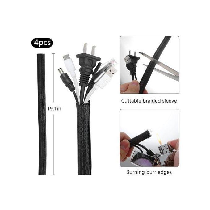 Kit Gestion Câbles 110 pcs – Rangements, Attaches & Gaines Tressées pour Bureau, PC & Maison