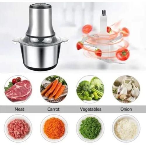 Foutou Mix Hachoir à Viande électrique Domestique En Acier Inoxydable 2L, Machine De Cuisson De Cuisine-Argent