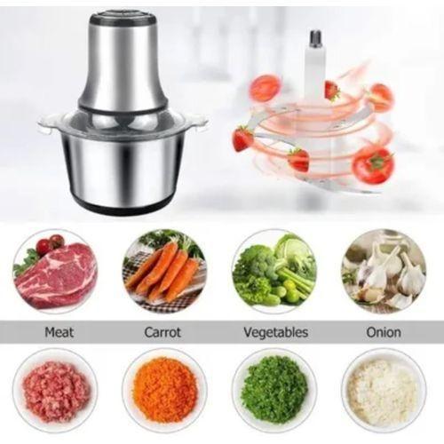 Foutou Mix Hachoir à Viande électrique Domestique En Acier Inoxydable 2L, Machine De Cuisson De Cuisine-Argent