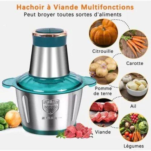 Foutou Mix Hachoir à Viande électrique Domestique En Acier Inoxydable 2L, Machine De Cuisson De Cuisine-Argent