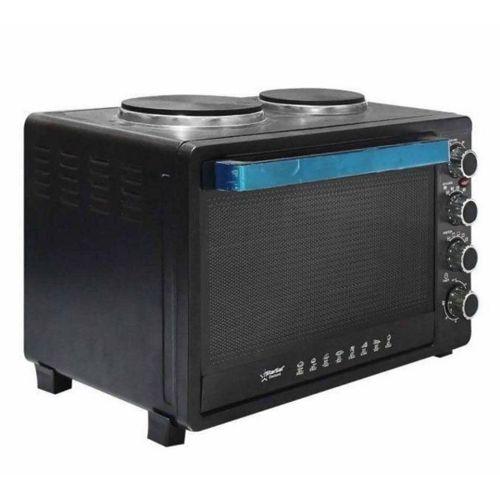 Starsat Mini Four Électrique À Micro Onde 50 L Avec 2 Plaques Chauffantes - Tourne Broche - Plateau - Grill - Minuteur Full Option - Energy Saving 70% D’Économie