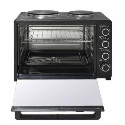 Starsat Mini Four Électrique À Micro Onde 50 L Avec 2 Plaques Chauffantes - Tourne Broche - Plateau - Grill - Minuteur Full Option - Energy Saving 70% D’Économie