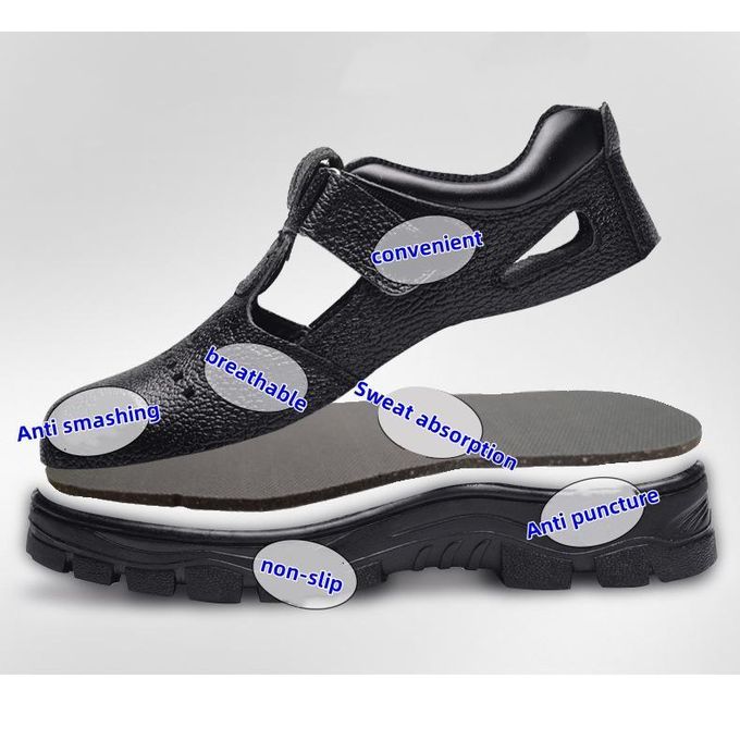 Banagat Sandales de Sécurité Homme Respirantes Anti écrasement perforation Noir Professionnel