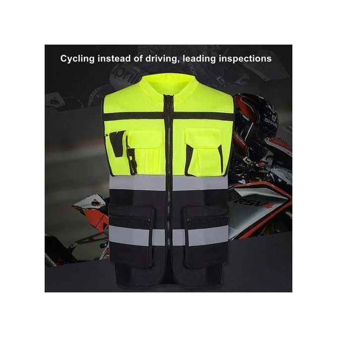 Gilet Réfléchissant, Gilet De Sécurité Multi-poches, Adapté à La Construction Et à La Circulation