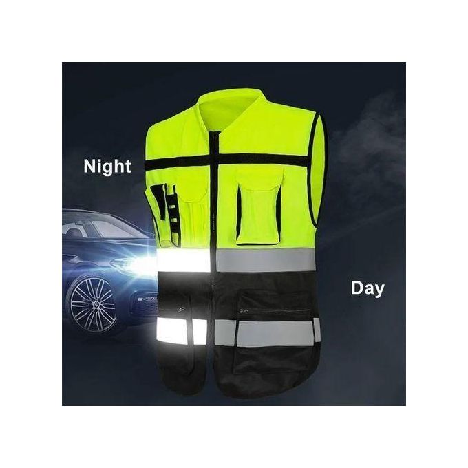 Gilet Réfléchissant, Gilet De Sécurité Multi-poches, Adapté à La Construction Et à La Circulation