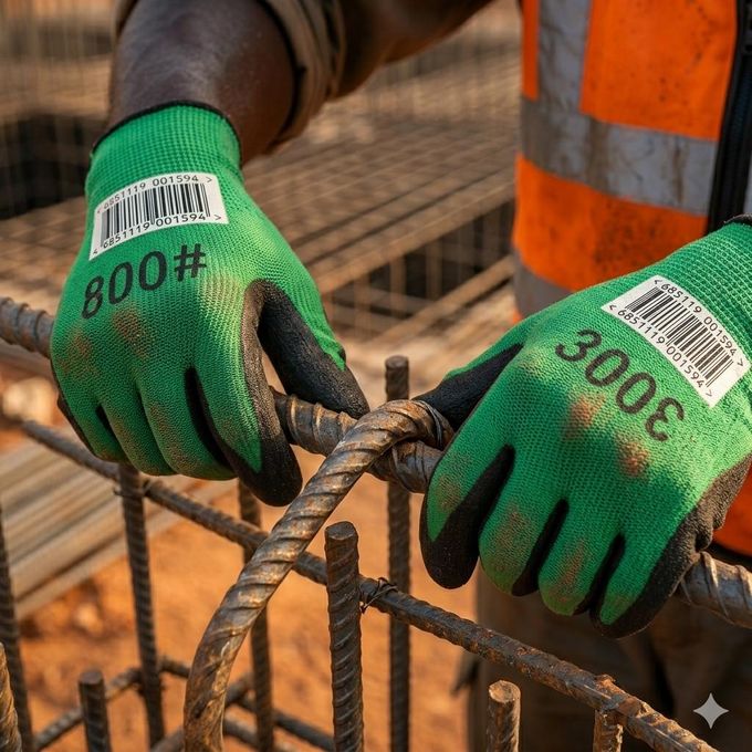 Gants de Travail Professionnels SIYOUTA 300- Haute Visibilité Vert & Noir - Revêtement Latex Anti-Dérapant - Protection Confortable pour BTP, Jardinage et Logistique