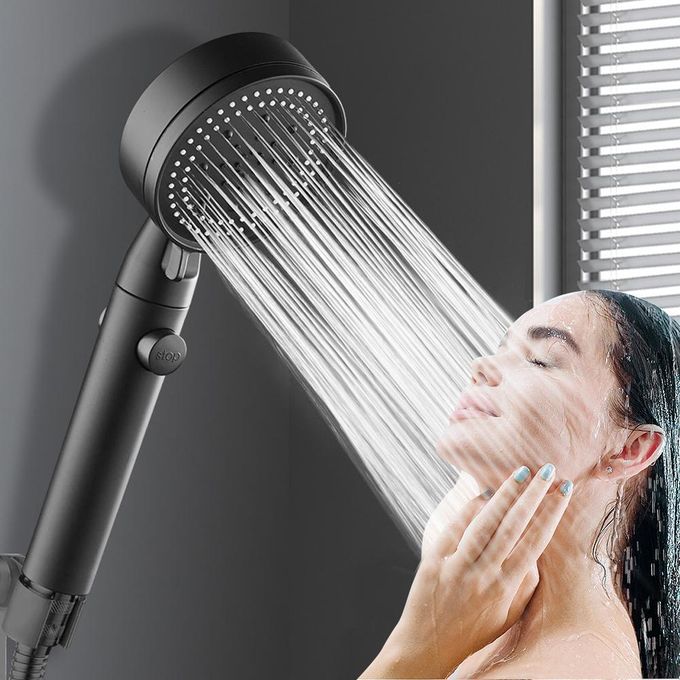 Pommeau de douche 5 modes avec booster réglable - noir