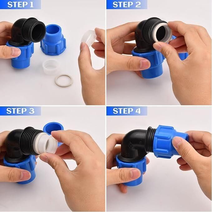 4 Pièces Raccord Coudé à 90 Degrés Pour Tuyau D’Eau PE De Compression, Connecteur Compatible Avec Tuyaux En Polyéthylène PE80 Et PE100, Raccords De Plomberie Coudés PN16, 50mm X