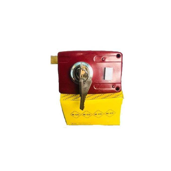 Micc Serrure De Porte-VERROU De Sécurité (3 Coups)-Rouge/ARGENT