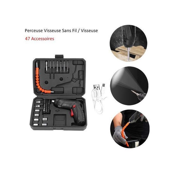 Perceuse Visseuse Sans Fil / Visseuse + 47 Accessoires