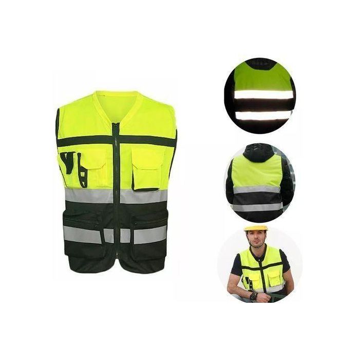 Gilet Réfléchissant, Gilet De Sécurité Multi-poches, Adapté à La Construction Et à La Circulation