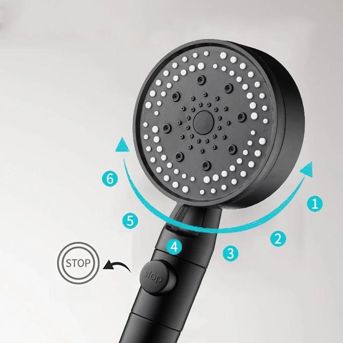 Pommeau de douche 5 modes avec booster réglable - noir