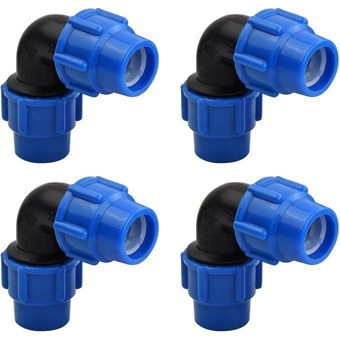 4 Pièces Raccord Coudé à 90 Degrés Pour Tuyau D’Eau PE De Compression, Connecteur Compatible Avec Tuyaux En Polyéthylène PE80 Et PE100, Raccords De Plomberie Coudés PN16, 50mm X